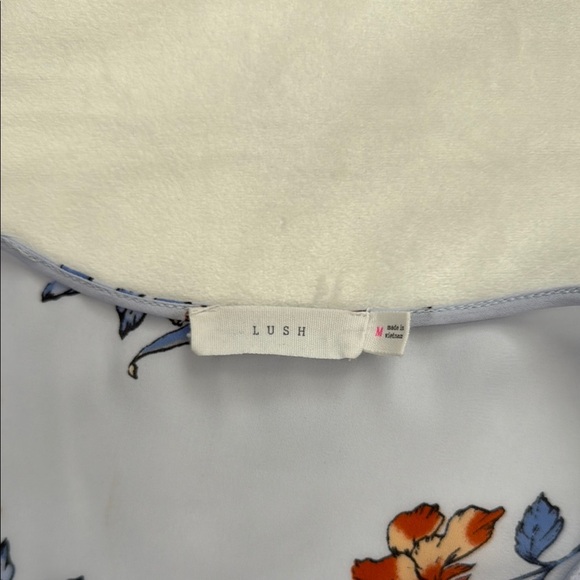 LUSH SIZE M | Floral V-Neck Blouse - Blue and Orange | Flare SLEEVE - Picture 2 of 7